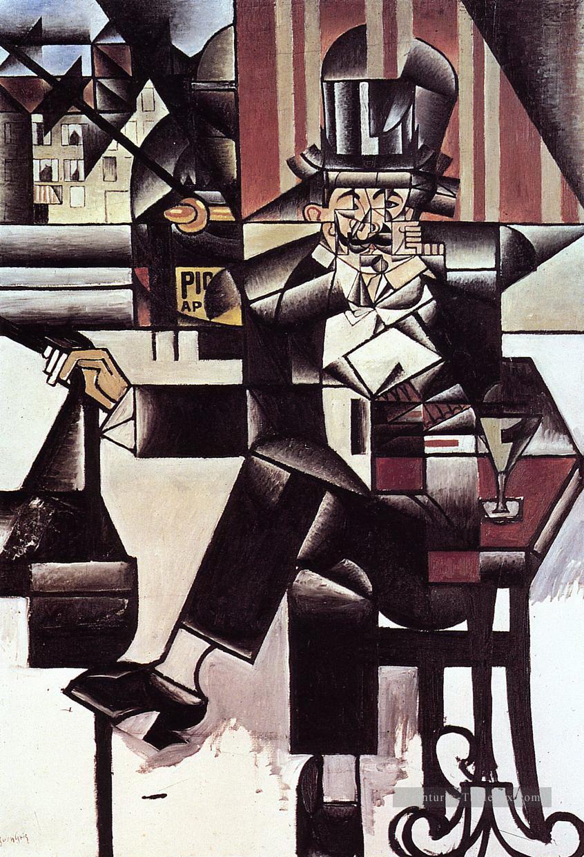 homme dans le café 1912 Juan Gris Peintures à l'huile